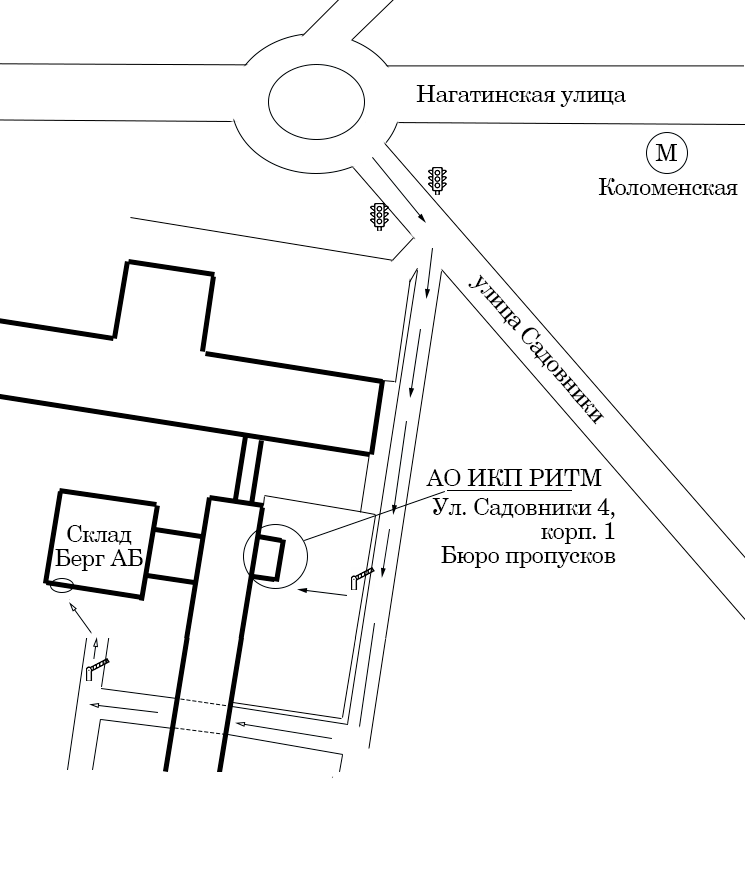 Схема проезда до склада БЕРГ АБ