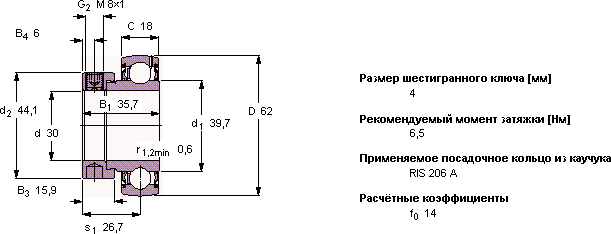 Подшипник или подшипниковый узел типа Y YET 206/W64