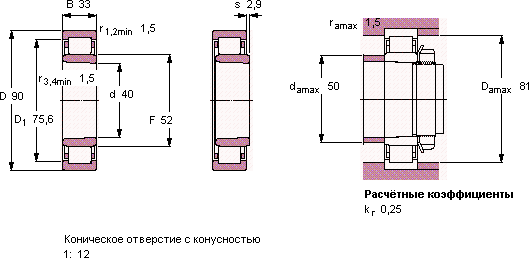 Подшипник NU 2308 ECKML