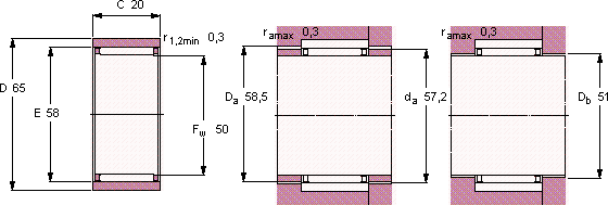 Подшипник RNAO 50X65X20