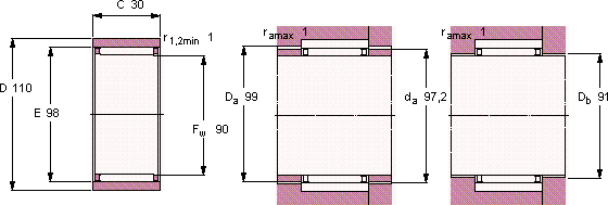 Подшипник RNAO 90x110x30