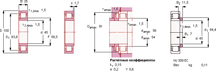 Подшипник NU 309 ECNP