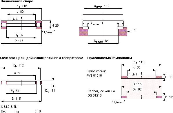 Подшипник 81216 TN