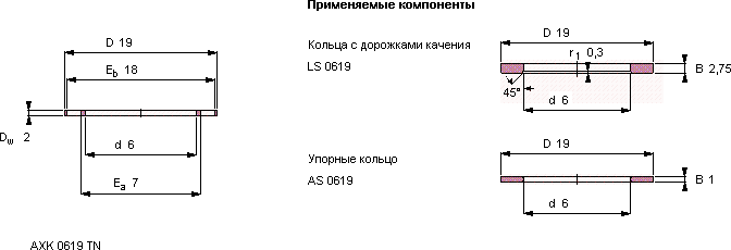 Подшипник AXK 0619 TN