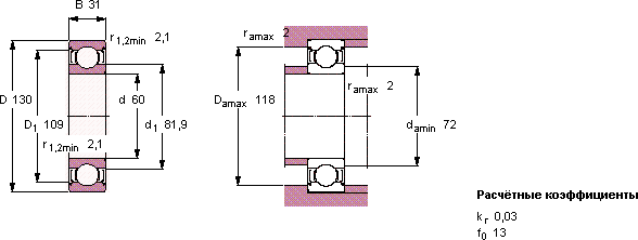 Подшипники серии 6312 E2.6312-2Z/C3
