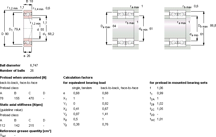 Подшипник S7011 ACB/HCP4A