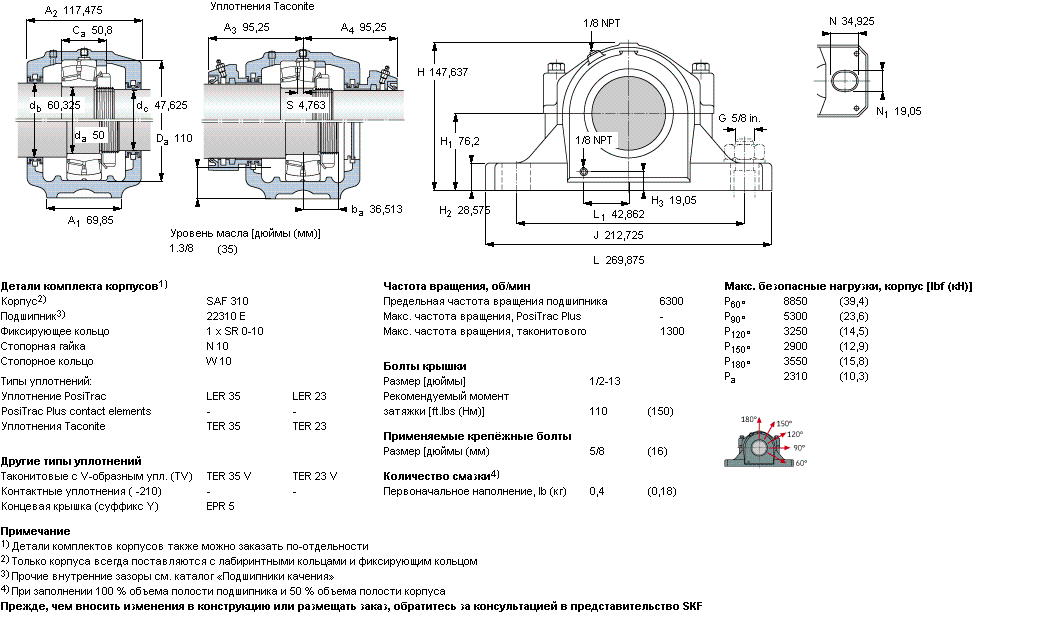 Корпус подшипника SAF 22310 T