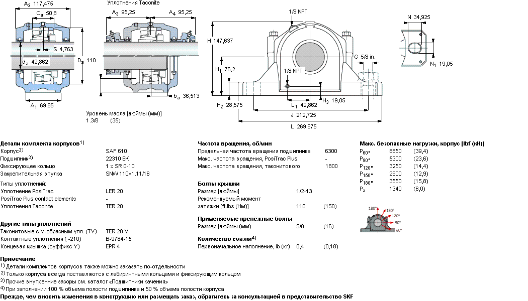 Корпус подшипника SAF 22610 T