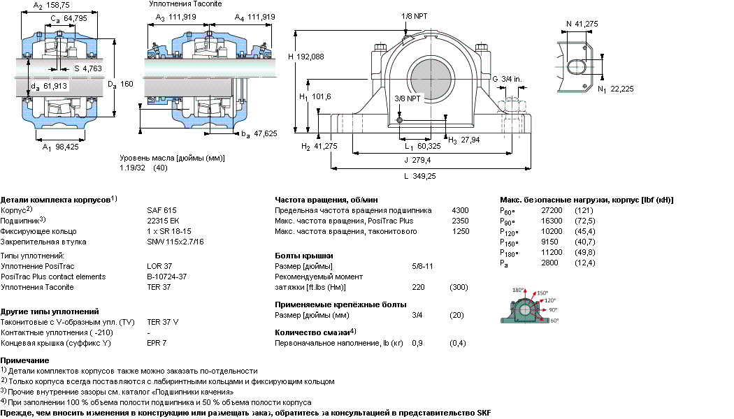 Корпус подшипника SAF 22615 T
