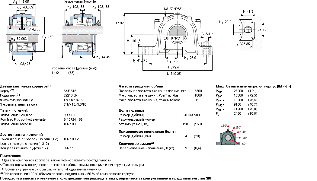 Корпус подшипника SAF 22518 T