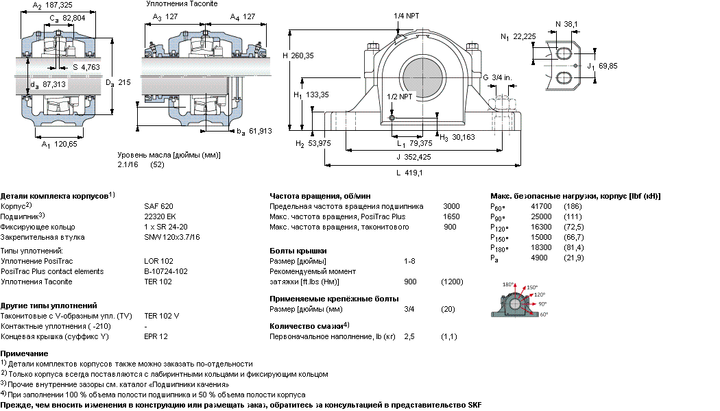 Корпус подшипника SAF 22620 T