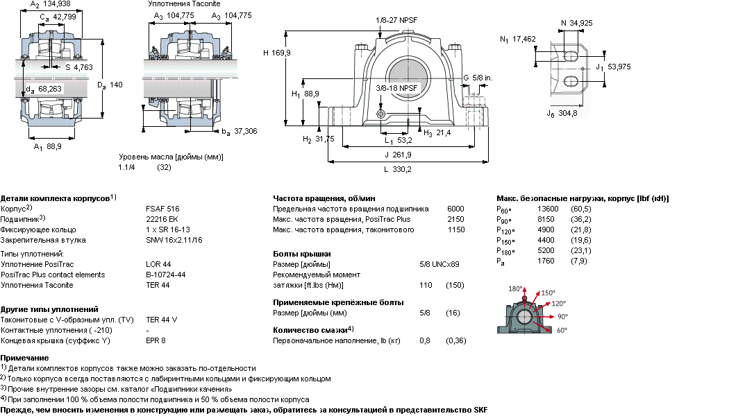 Корпус подшипника FSAF 22516 T