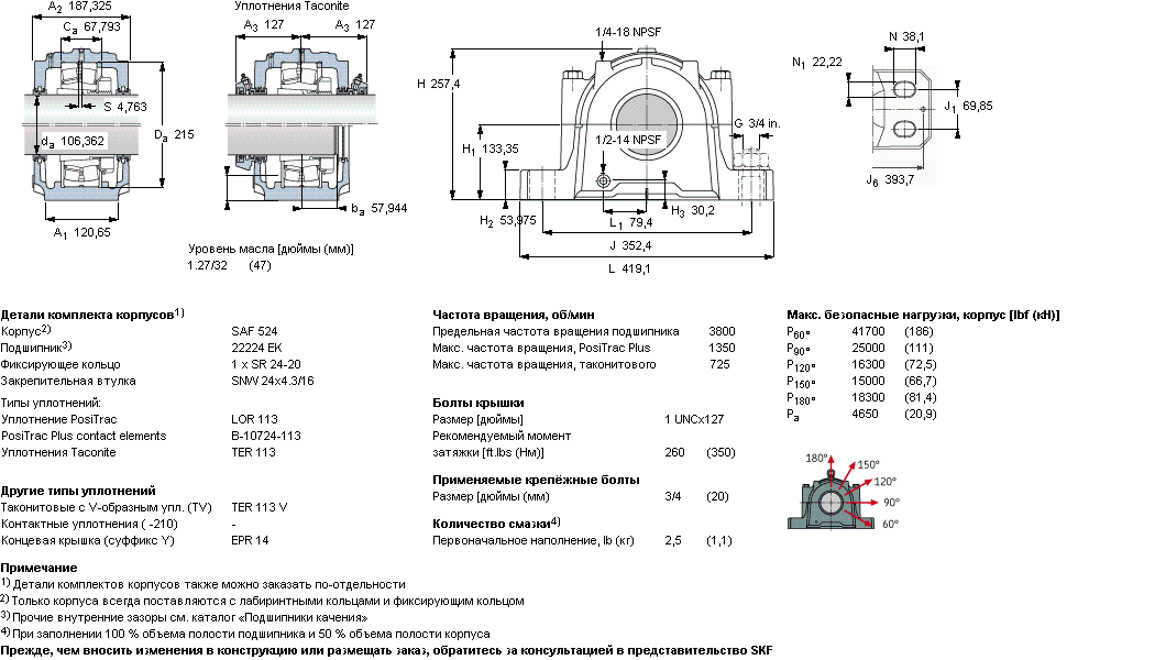 Корпус подшипника SAF 22524 TLC