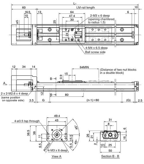 Линейные направляющие (рельсовые) THK KR26 A/B-150L LM THK