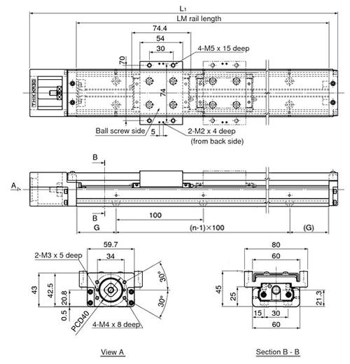 Линейные направляющие (рельсовые) THK KR30H A/B-150L with a Cover LM THK