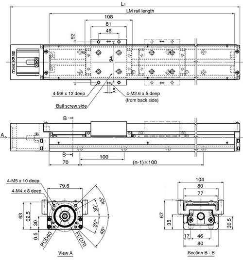 Линейные направляющие (рельсовые) THK KR45H A/B-540L with a Cover LM THK