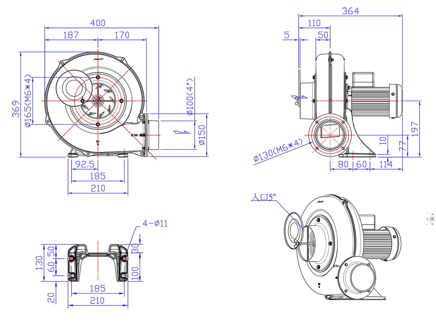 Вентилятор среднего давления 05RV100-05(TB100-05)