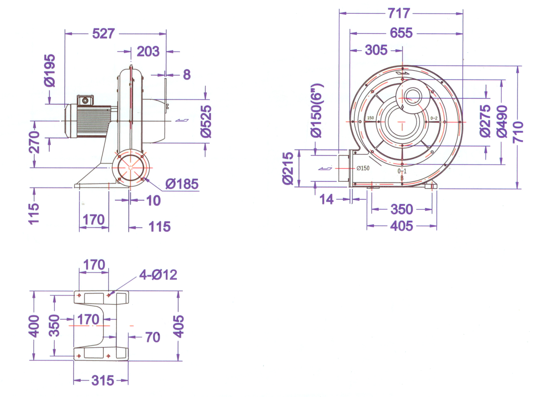 Вентилятор среднего давления 05XZ-150P(CX-150A)-380V50HZ