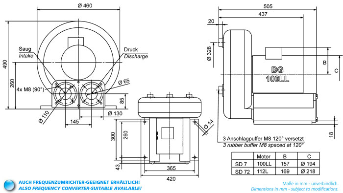 Вихревые вентиляторы Elektror SD 72 Elektror