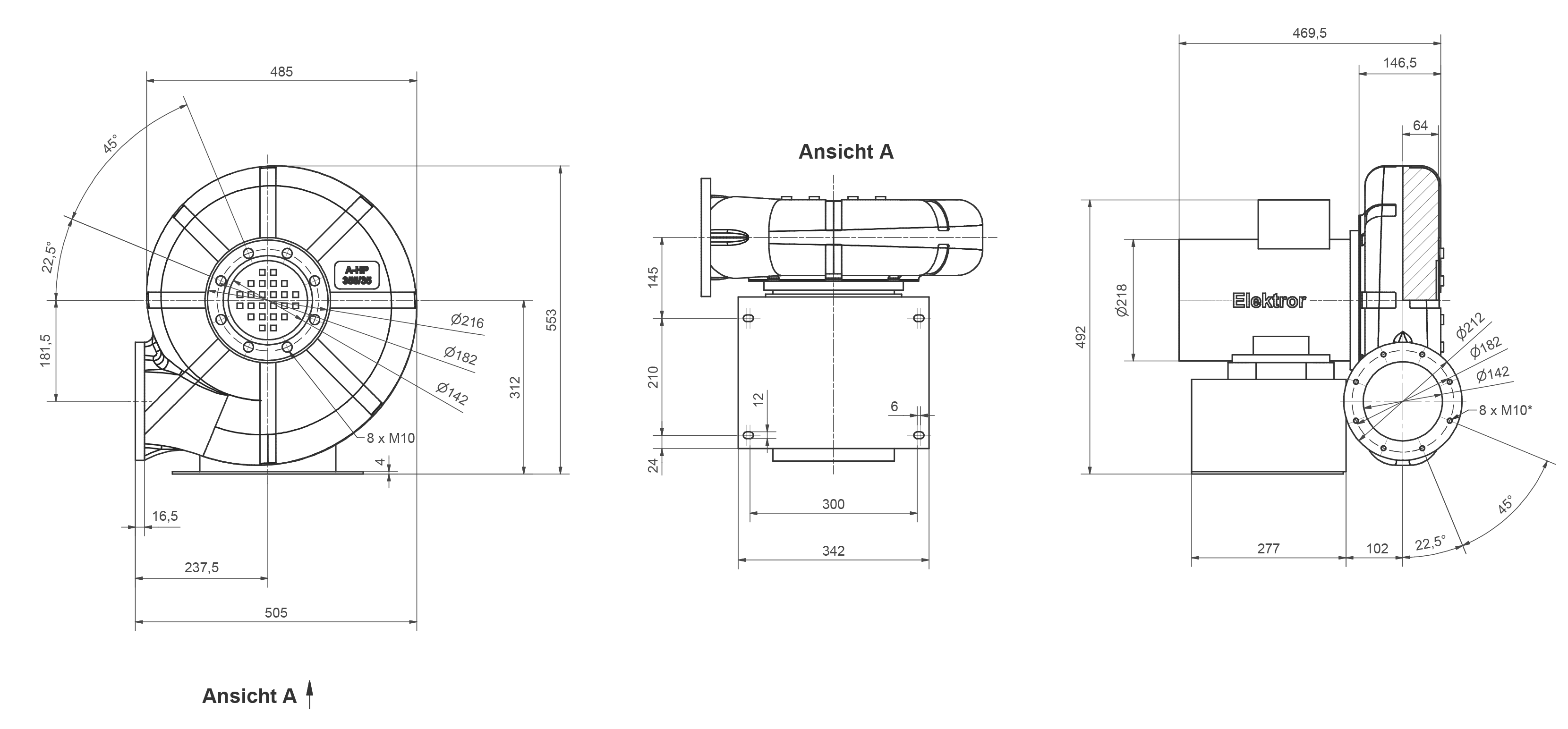 Вентиляторы высокого давления Elektror A-HP 355/35-120/11,0 Elektror